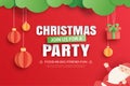 Merry christmas party invitation card in paper art template Royalty Free Stock Photo
