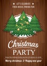 Merry christmas party and tree on wooden background invitation Royalty Free Stock Photo