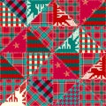 Merry Christmas Patchwork textile pattern. Seamless quilting design background.