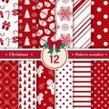 Merry Christmas pattern seamless. Xmas background red and white colors. Royalty Free Stock Photo