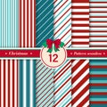 Merry Christmas pattern seamless collection. striped background. Royalty Free Stock Photo