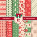 Merry Christmas pattern seamless collection. X-mas background. Royalty Free Stock Photo