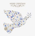 Merry christmas peace dove vintage holiday element