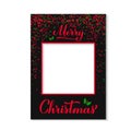 Merry Christmas photo booth frame on white background. Holidays party photobooth props. Vector template Royalty Free Stock Photo