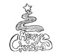 Merry Christmas Phrase Sketch Royalty Free Stock Photo