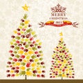 Merry Christmas pine tee hands card Royalty Free Stock Photo