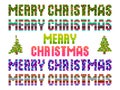 Merry Christmas, pixel art. Pixelated text in the style of 8 bit retro games from the 80s and 90s. Design for greeting card, Royalty Free Stock Photo