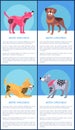 Merry Christmas Posters Set with Playful Dogs