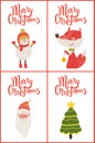 Merry Christmas Posters Titles Vector Illustration Royalty Free Stock Photo