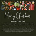 Merry Christmas presents and symbols of winter holiday vector gifts Royalty Free Stock Photo