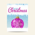 Merry Christmas purple christmas ball with silver snowflake Royalty Free Stock Photo