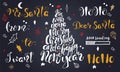Merry Christmas quotes lettering set Happy New Year 2018 Typography designs Royalty Free Stock Photo