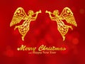 Merry Christmas red background with angels Royalty Free Stock Photo