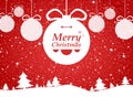 Merry Christmas of red background in forest and snows gifts. Royalty Free Stock Photo