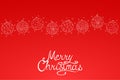 Merry Christmas red background with hand drawn elements. Vector xmas greeting card with calligraphy lettering. Royalty Free Stock Photo