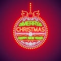 Merry Christmas Red Ball Neon Sign Royalty Free Stock Photo