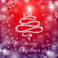 Merry Christmas with Sparkling, Glowy Pine Tree Royalty Free Stock Photo