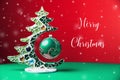 Merry Christmas red festive background with Christmas tree Royalty Free Stock Photo
