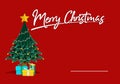 Merry Christmas Red Greeting Card Template Vector Illustration Handlettering Typography