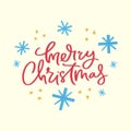 Merry Christmas red ink flat vector lettering