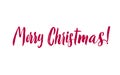 Merry Christmas Red Lettering Inscription, artistic written for greeting card, poster, print