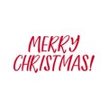Merry Christmas Red Lettering Inscription, artistic written for greeting card, poster, print
