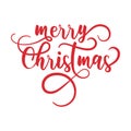 Merry Christmas. Red and white. hand drawn lettering calligraphy for greetings card Royalty Free Stock Photo