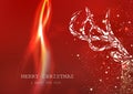Merry Christmas, Reindeer polygon poster, stars and comets glowing sparkle shimmer, red theme abstract background, winter seasonal Royalty Free Stock Photo