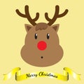 Merry Christmas - Reindeer And Ribbon