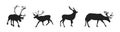 Merry Christmas. Reindeer silhouette icon set. EPS 10 Royalty Free Stock Photo