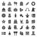 Merry Christmas related icon set 4 glyph style