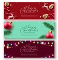 Merry christmas religious greeting vector banner set. Christmas greeting card collection Royalty Free Stock Photo