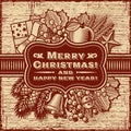 Merry Christmas Retro Card Brown Royalty Free Stock Photo