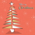 Merry Christmas retro mid century pine tree card