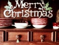 Merry Christmas retro sideboard dresser background Royalty Free Stock Photo