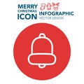 Merry Christmas ring bell new year flat icon vector