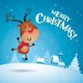 Merry Christmas! Rudolph Reindeer feeling excited. Royalty Free Stock Photo