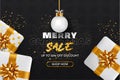 merry christmas sale background with realistic xmas objects