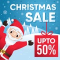 Merry Christmas sale background with Santa Claus character