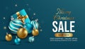 merry christmas sale banner with ornament design Royalty Free Stock Photo