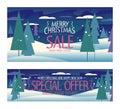 Merry Christmas sale and Happy New Year special offer banners