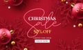 Merry christmas sale vector banner design. Christmas limited offer text with glitter snowflakes Royalty Free Stock Photo