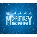 Merry Christmas and Santa on blue background Royalty Free Stock Photo