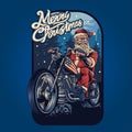 Merry Christmas Santa Claus Bikers Harley Illustrations with Background