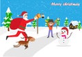 Merry Christmas! Santa Claus brought gifts to the children to the home Royalty Free Stock Photo