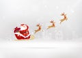 Merry Christmas, Santa Claus is coming to town, silver stars snow falling sparkle on background in winter season, celebration Royalty Free Stock Photo