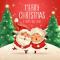 Merry Christmas! Santa Claus and his wife Mrs Claus arm over shoulder Royalty Free Stock Photo