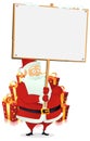 Merry Christmas : Santa Claus Holding Wood Sign