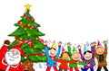 Merry Christmas Santa Claus People Christmas Tree Celebration