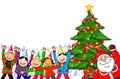 Merry Christmas Santa Claus People Christmas Tree Celebration